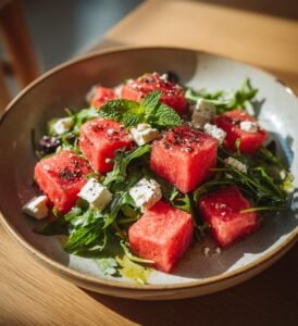 Fräsch sommarsallad med vattenmelon och fetaost