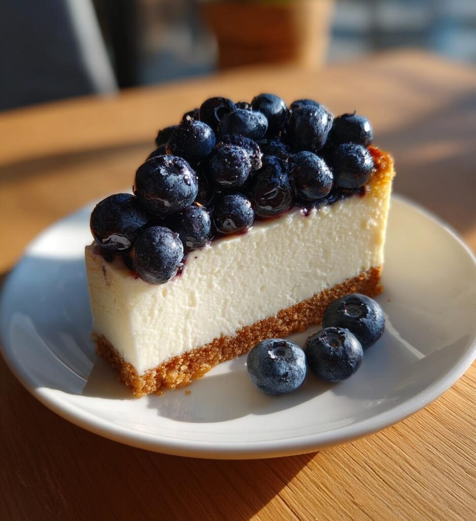 Somrig blåbärscheesecake utan ugn och bakning