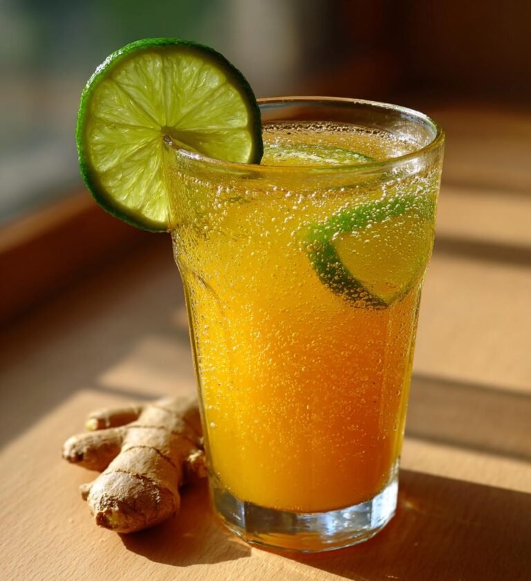 Iskall mangodricka med lime och ingefära