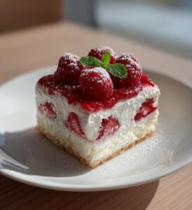 somrig hallondessert med mascarpone