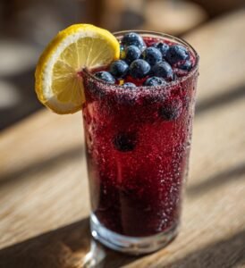 Hemgjord blåbärssaft med citron och ingefära