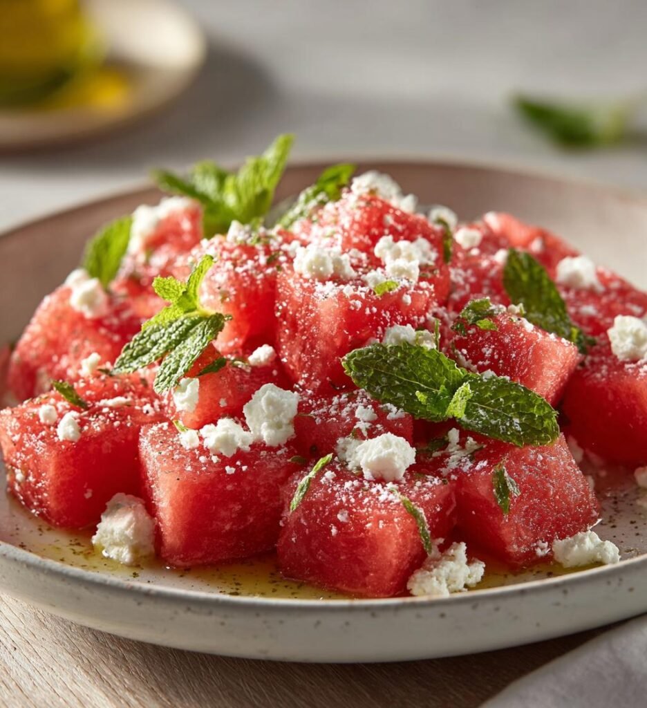 somrig sallad med fetaost och vattenmelon