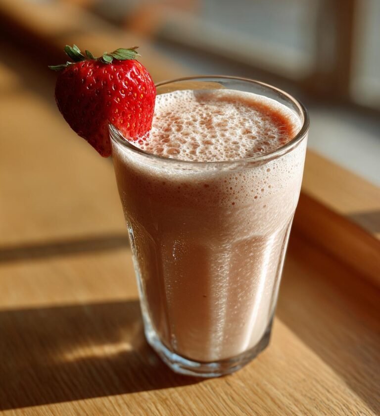 jordgubbssmoothie med banan och mjölk