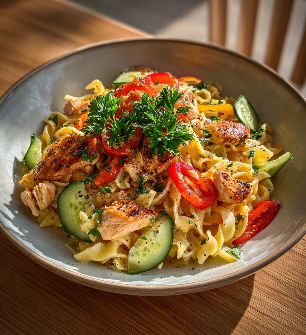 Kall pastasallad med kyckling och grönsaker – Enkel och nyttig måltid