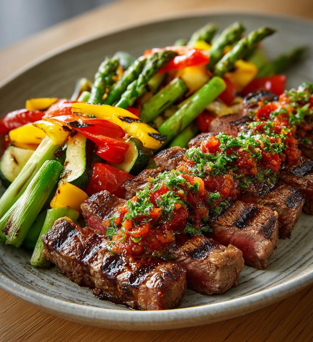 Grillad biff med chimichurri och grillade grönsaker – Perfekt middag