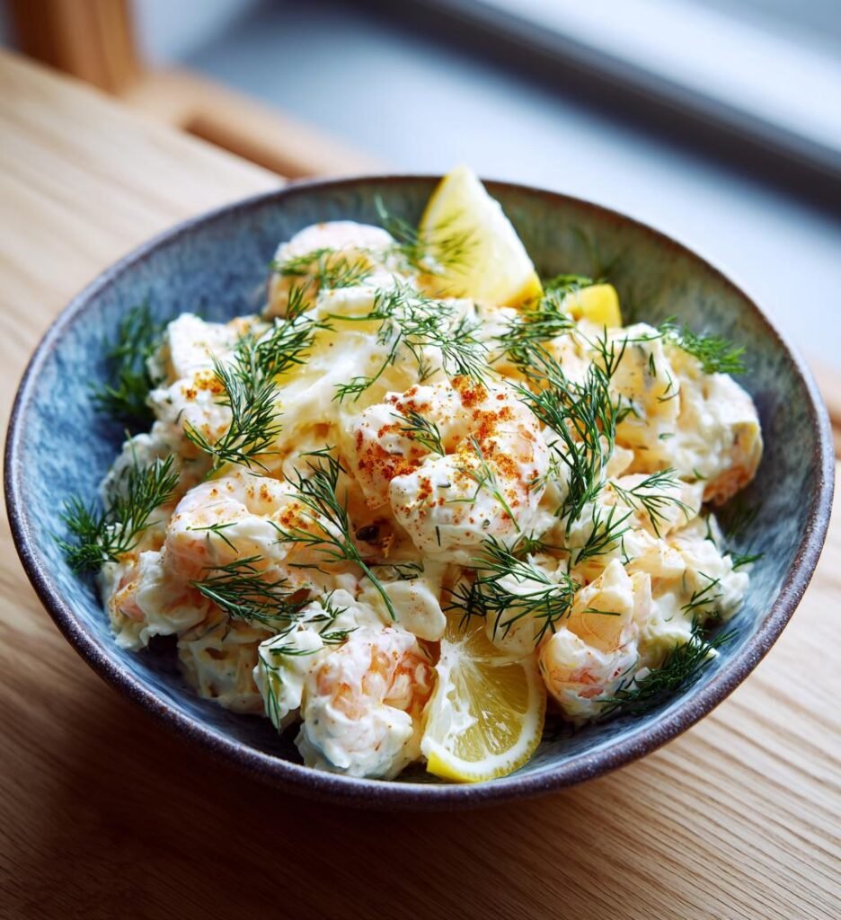 kall räksallad med dill och citron