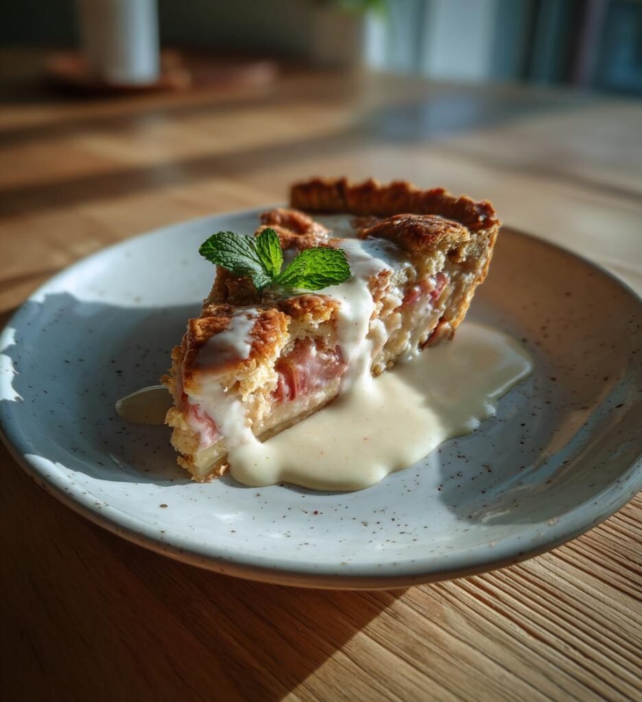 rabarberpaj med vaniljsås