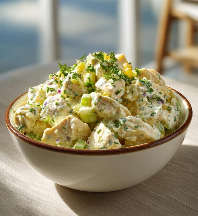 krämig kycklingsallad med majonnäs och senap