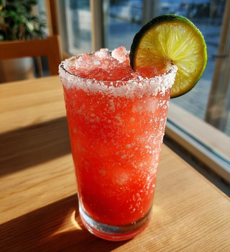 Hemgjord jordgubbsmargarita med lime och salt