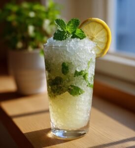 Iskall citronslush med mynta och honung