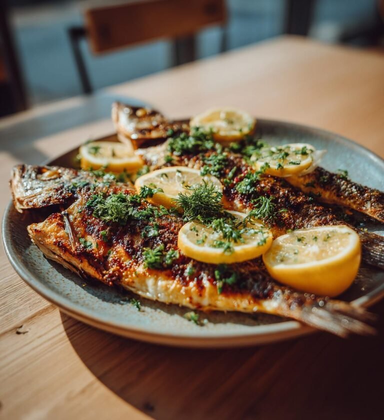 Grillad hel fisk med citron och örter