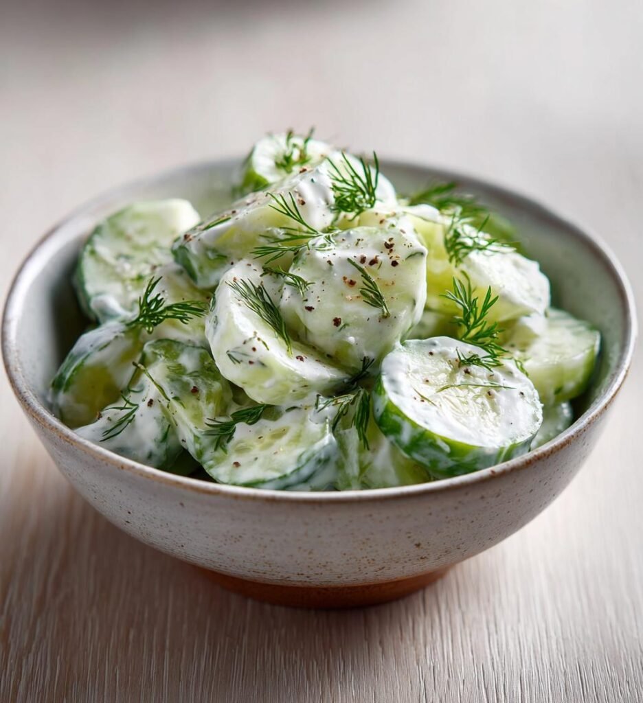 Fräsch gurksallad med dill och crème fraîche