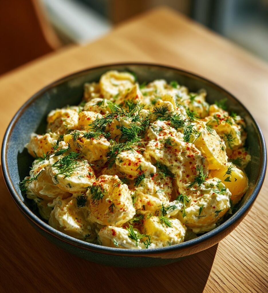 somrig potatissallad med färsk dill och senap