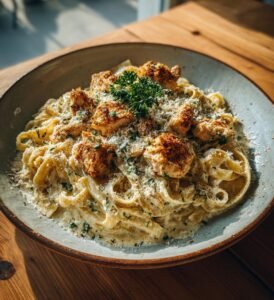 krämig kycklingpasta med citron och parmesan
