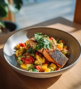 Grillad lax med mango och avokadosalsa