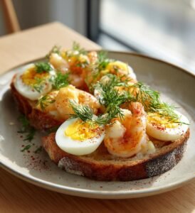 räksmörgås deluxe med ägg och dill