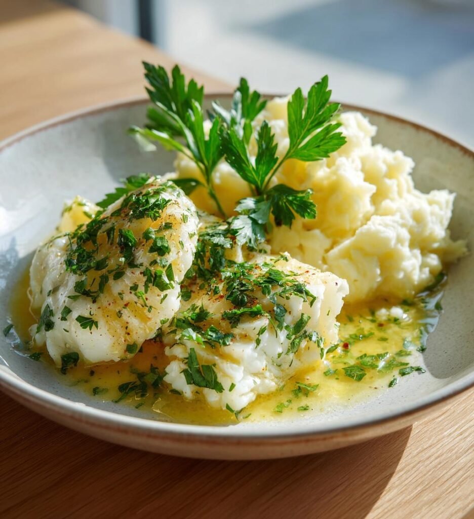 torskfilé med citronsås och potatis