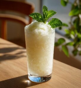Hemgjord citronsorbet med mynta och honung