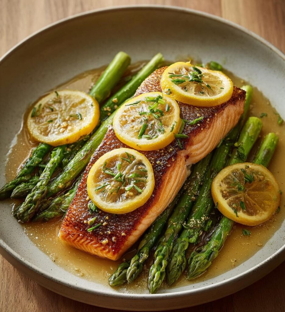 smörstekt gös med citron och sparris