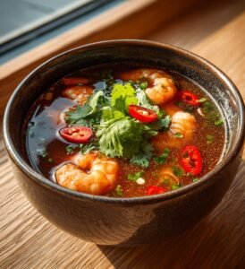 Snabb thaisoppa med räkor och kokosmjölk