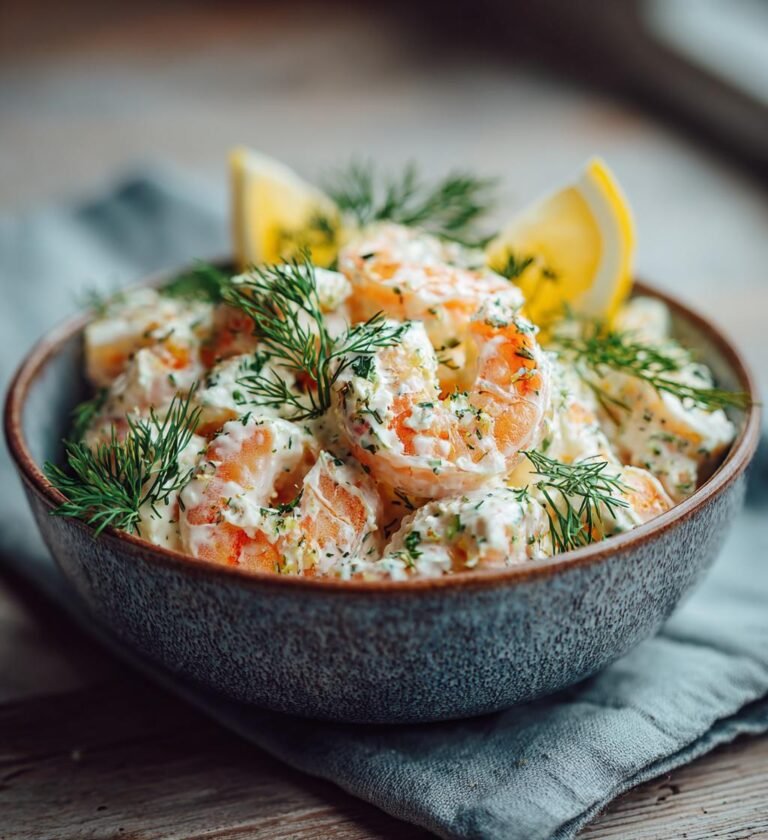 kall räksallad med dill och citron