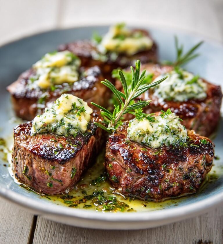 Grillad lammfilé med örter och vitlökssmör