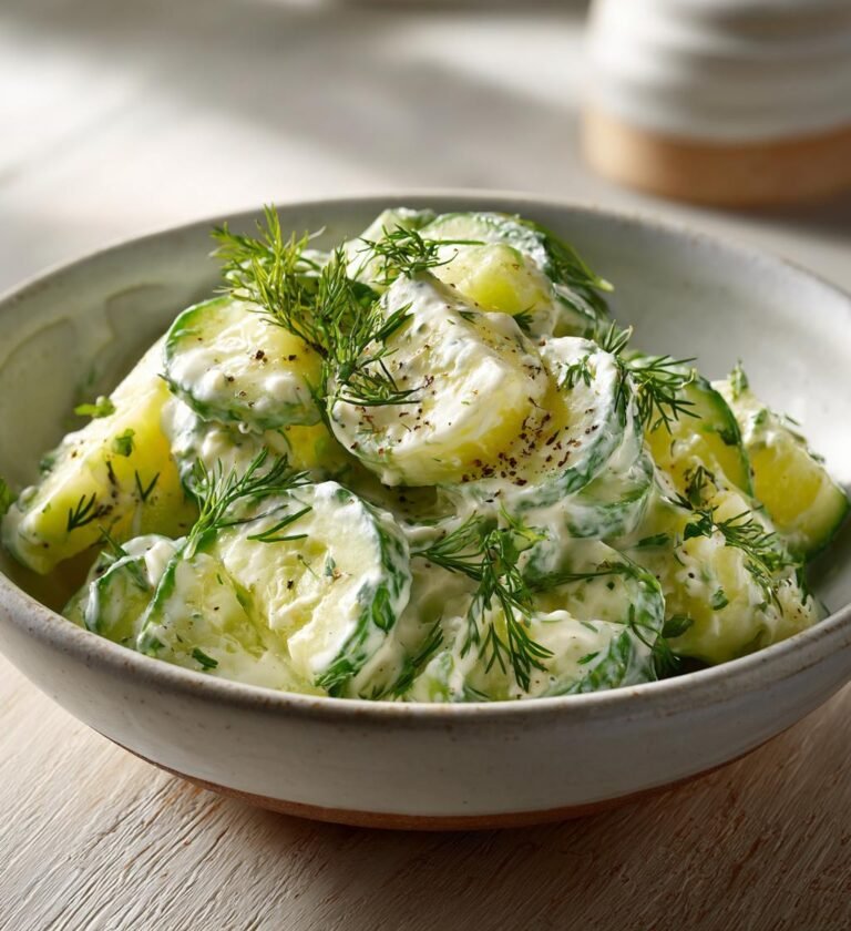 Fräsch gurksallad med dill och crème fraîche
