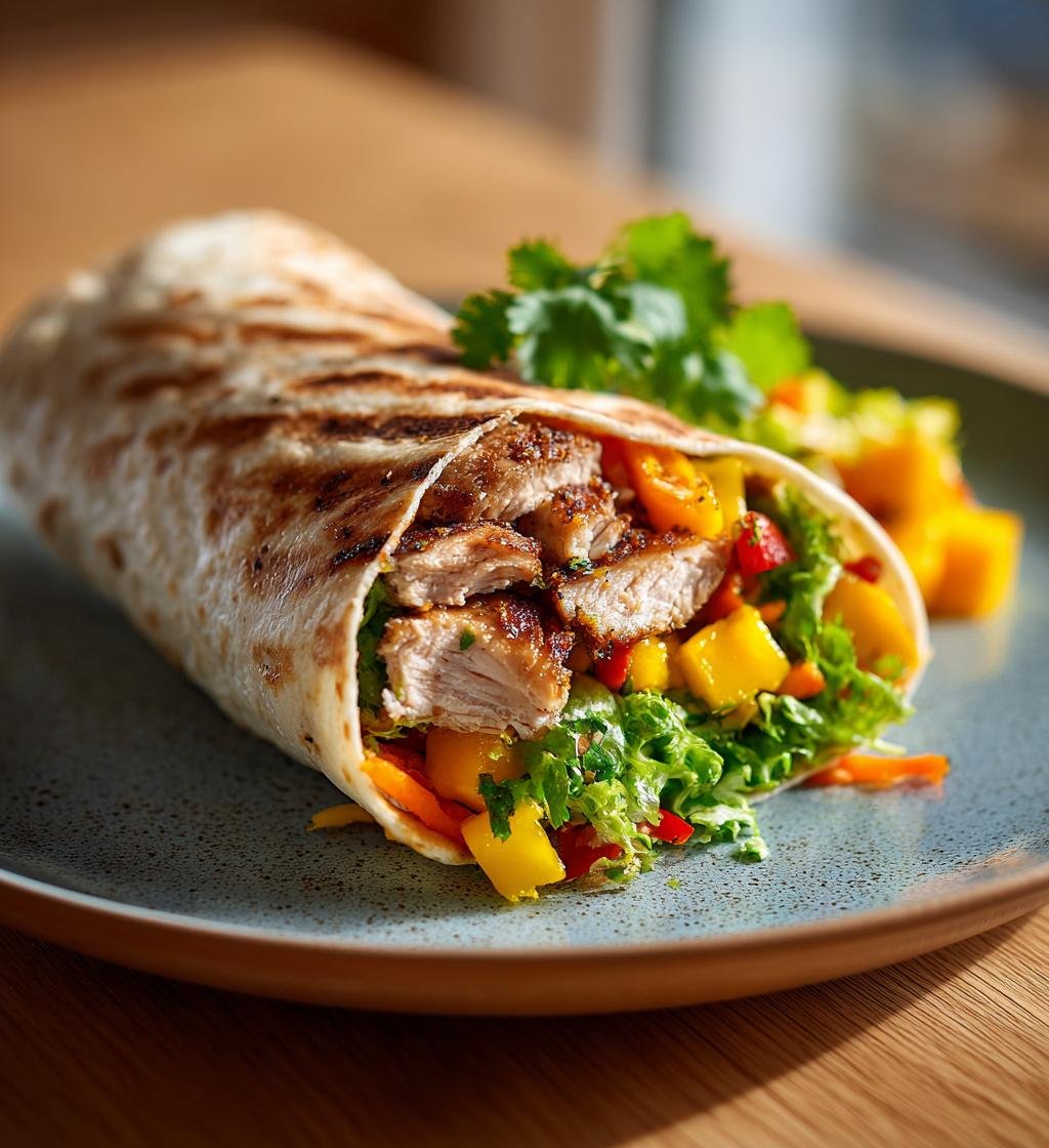 Snabb sommarwrap med grillad kyckling och mango - Enkel och god!