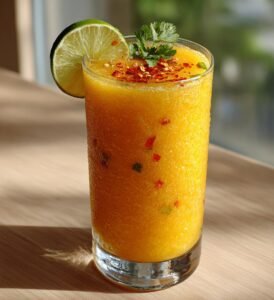 Iskall mangoslush med lime och chili