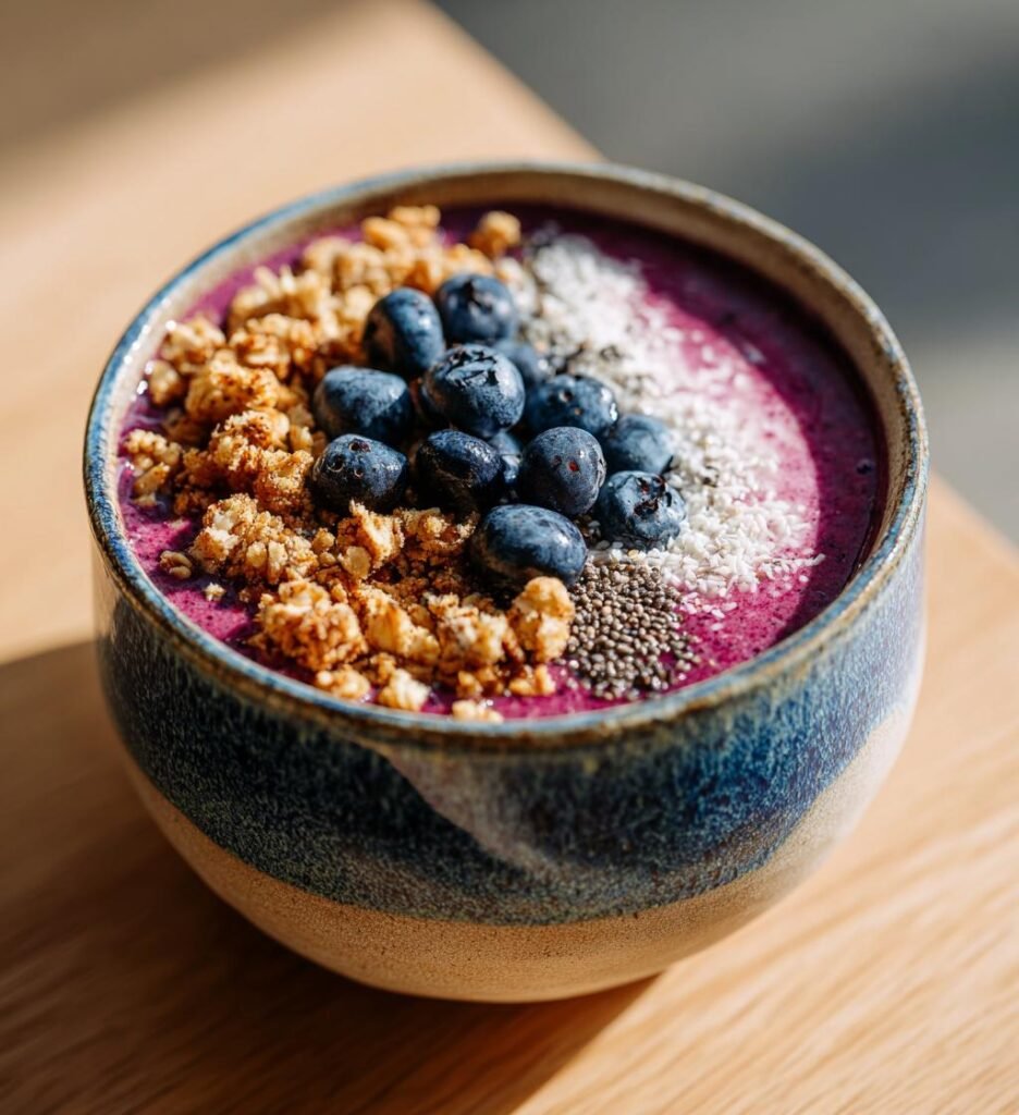 blåbärssmoothie bowl med granola