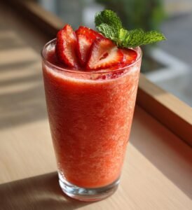 Jordgubbssmoothie med banan och vaniljyoghurt