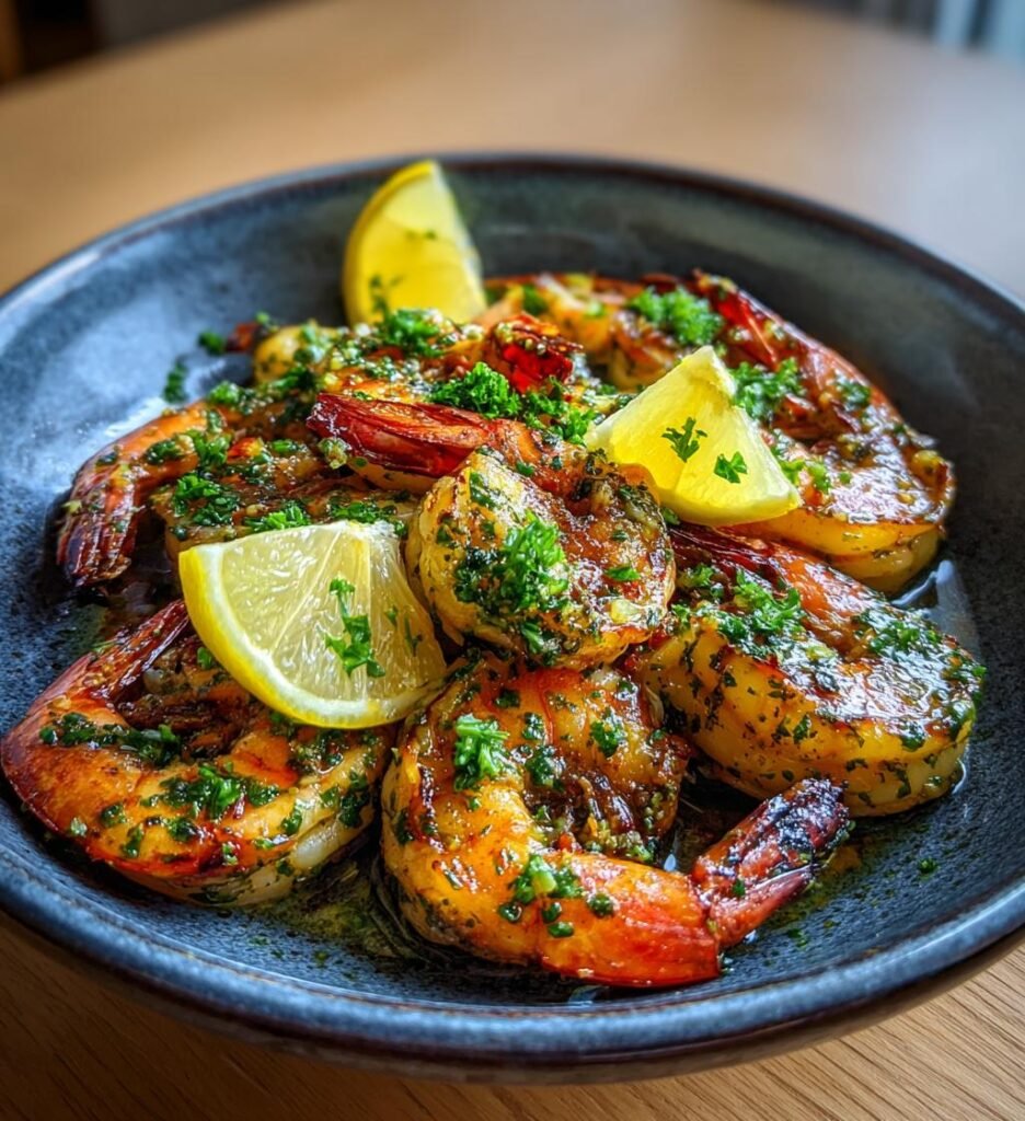 grillade jätteräkor med vitlök och citron