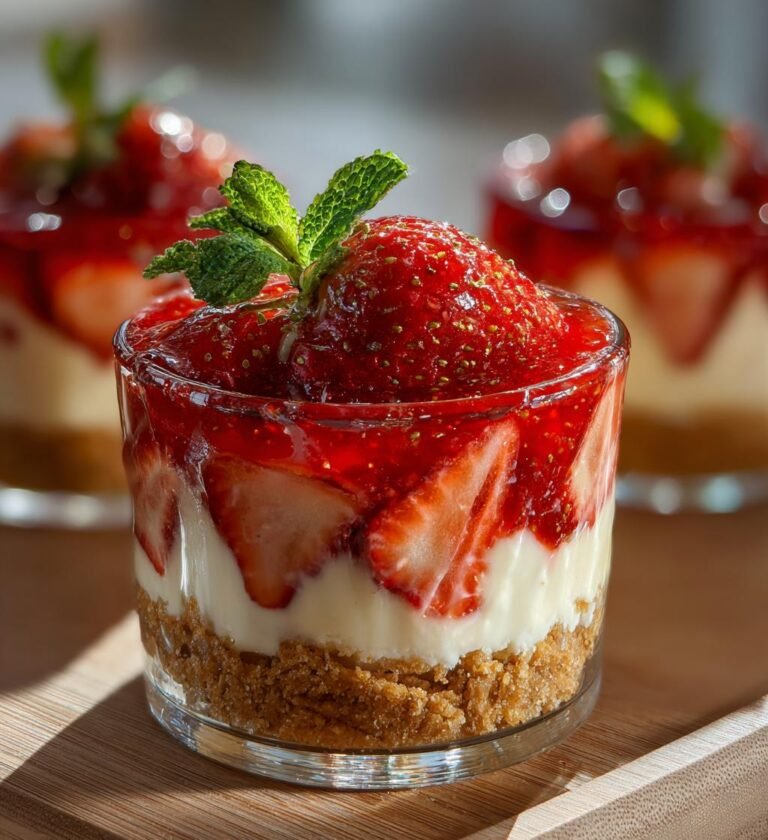 jordgubbscheesecake i glas