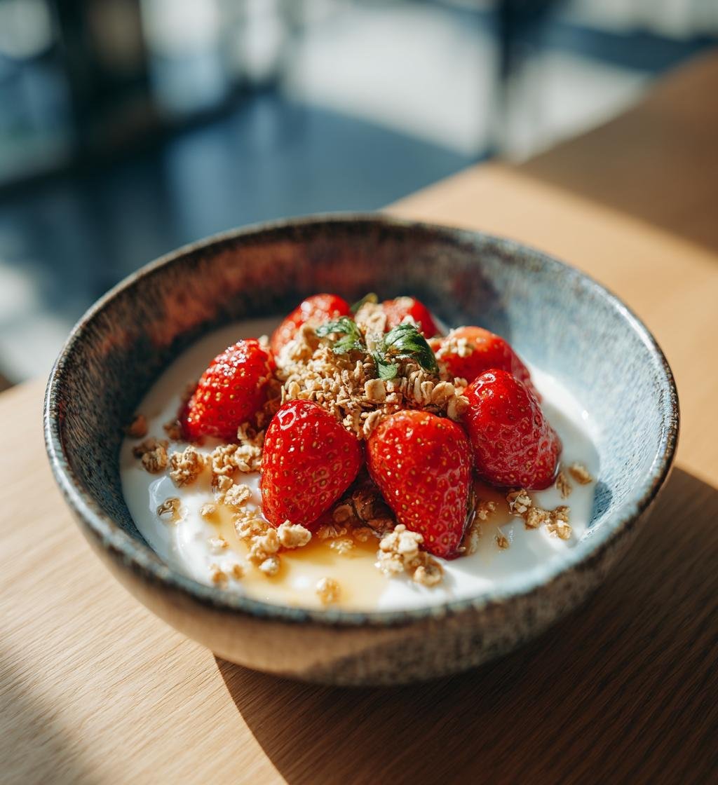 Snabb jordgubbsfrukost med yoghurt och granola – Nyttig och God - steg för steg