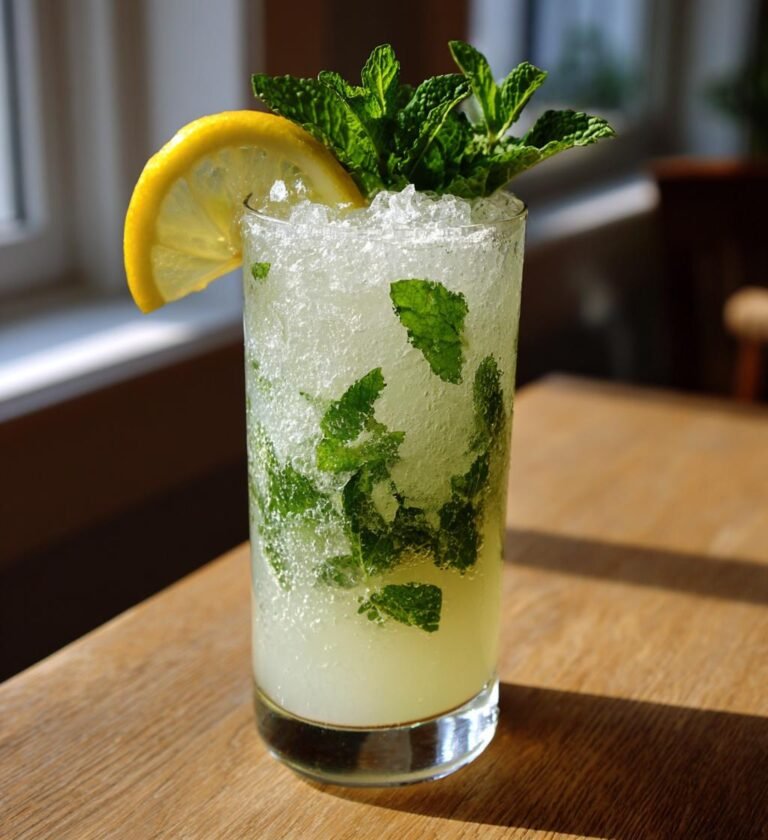 Iskall citronslush med mynta och honung
