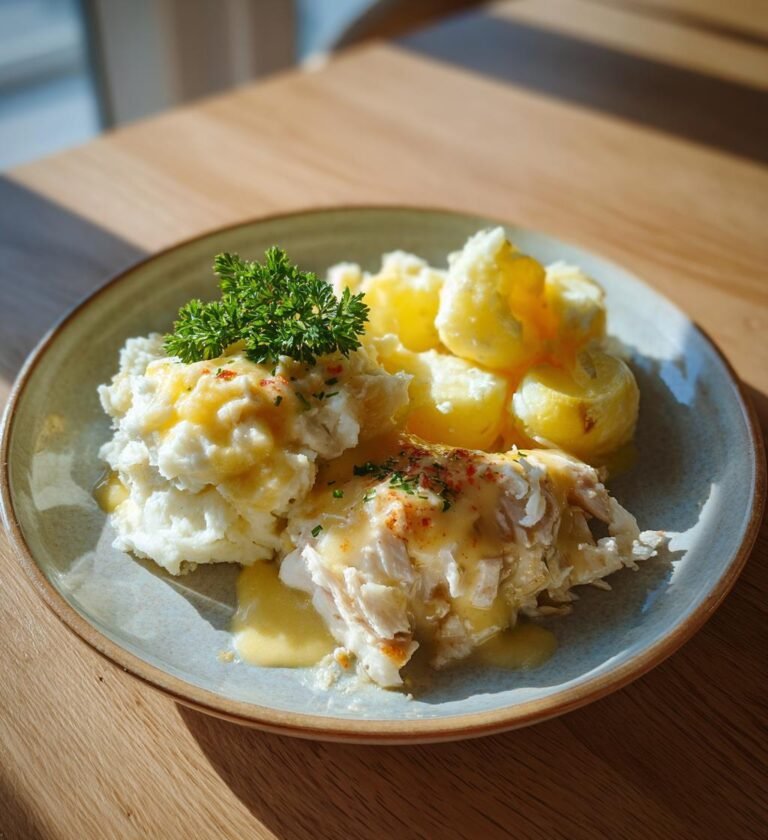 torskfilé med citronsås och potatis