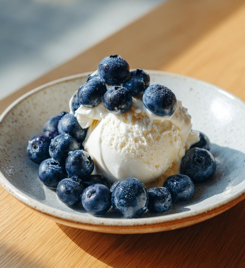 Färska blåbär med vaniljglass och grädde – Enkel och God dessert