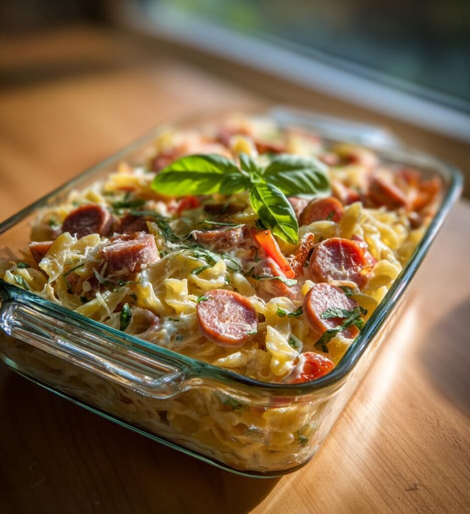 One pot pasta med korv paprika och färskost