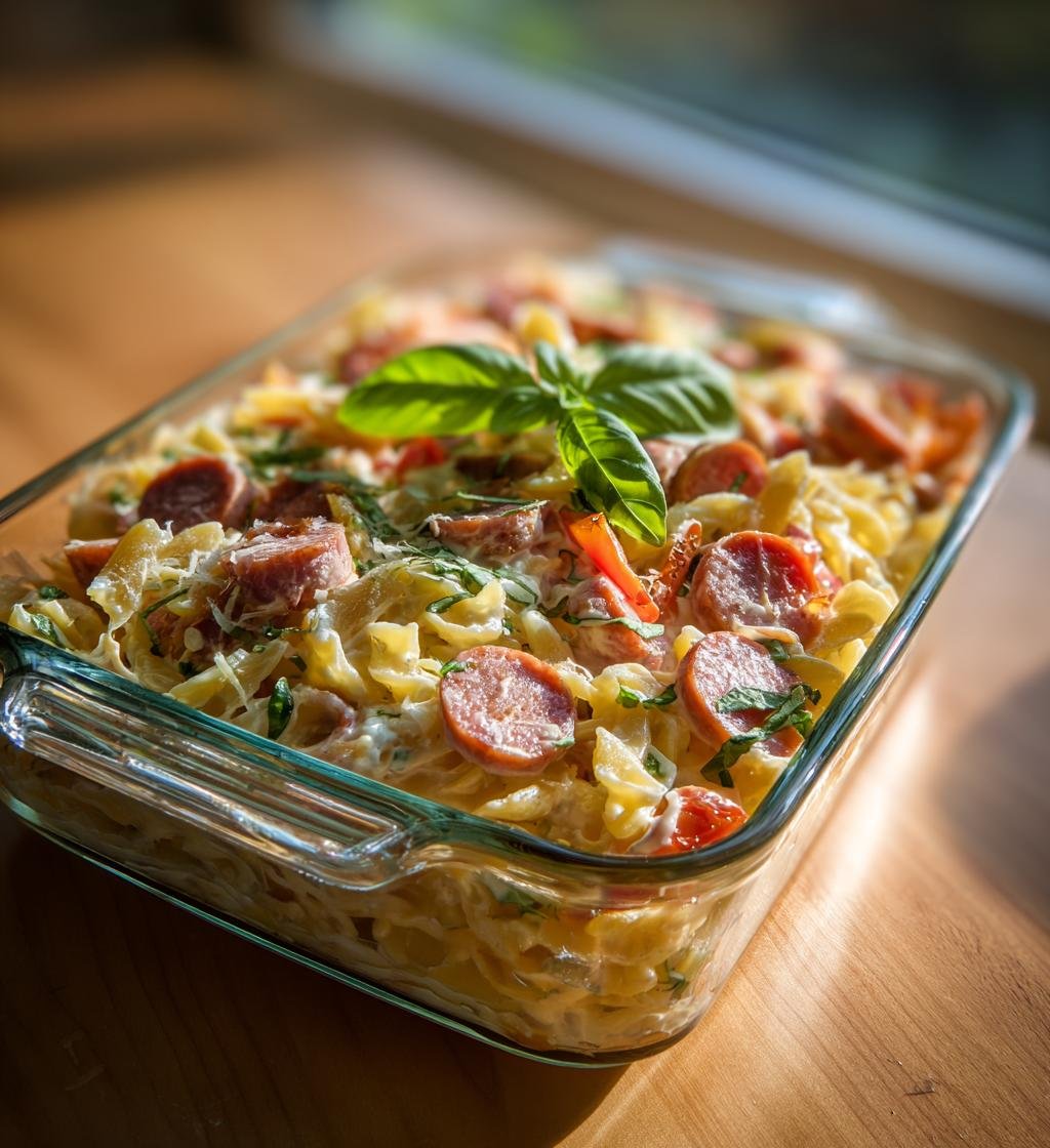 One pot pasta med korv paprika och färskost – Enkel och god middag - steg för steg