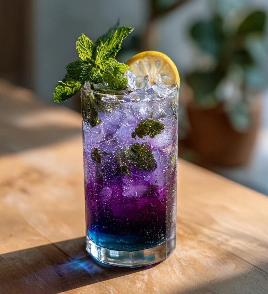 Blåbärslemonad med citron och mynta