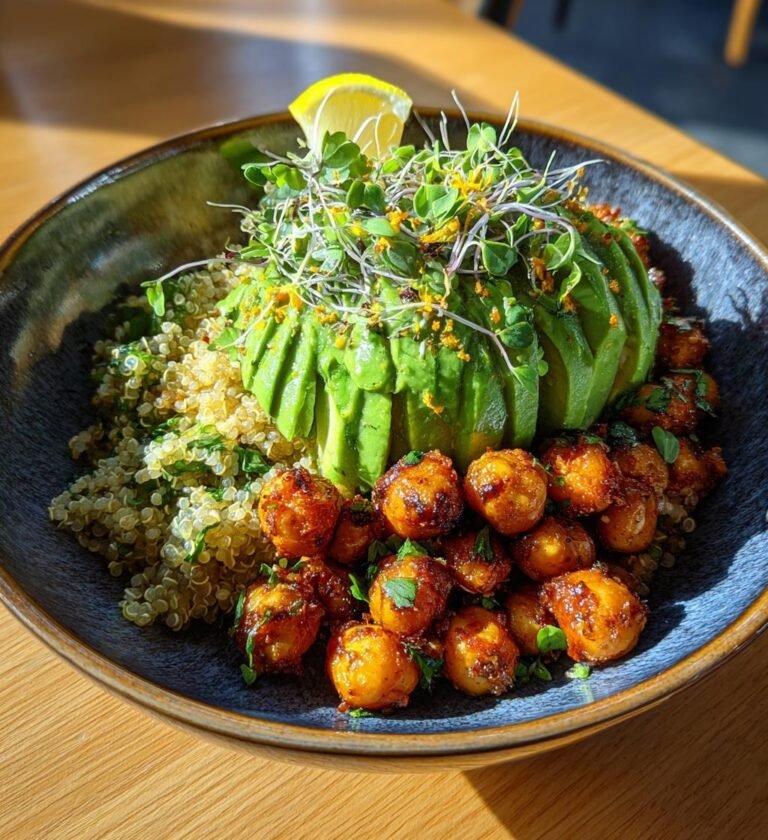 Quinoasallad med avokado och rostade kikärter