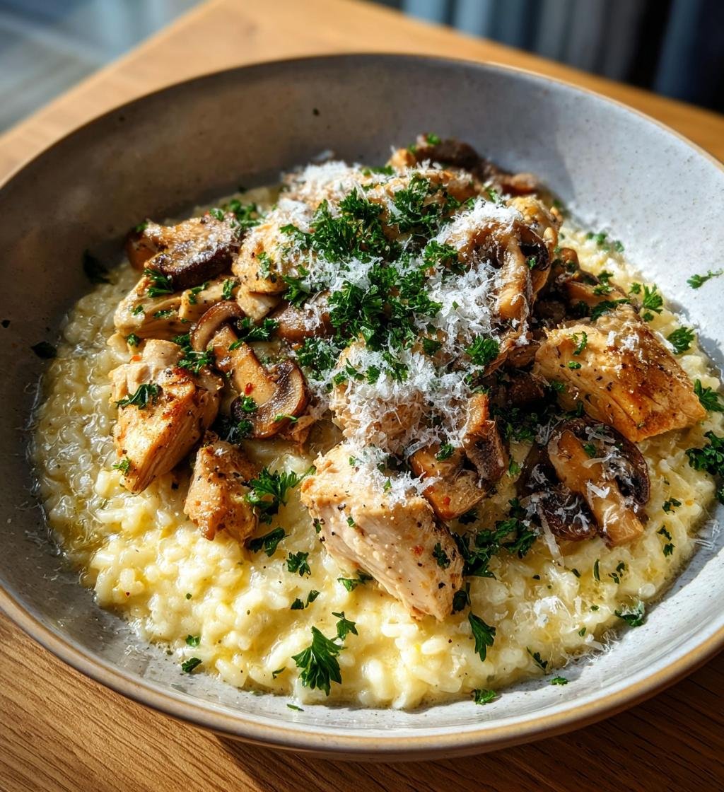 Krämig kycklingrisotto med champinjoner – Enkelt och gott