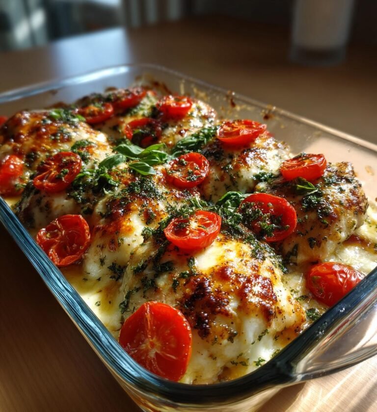 Kyckling caprese i ugn med mozzarella och tomat