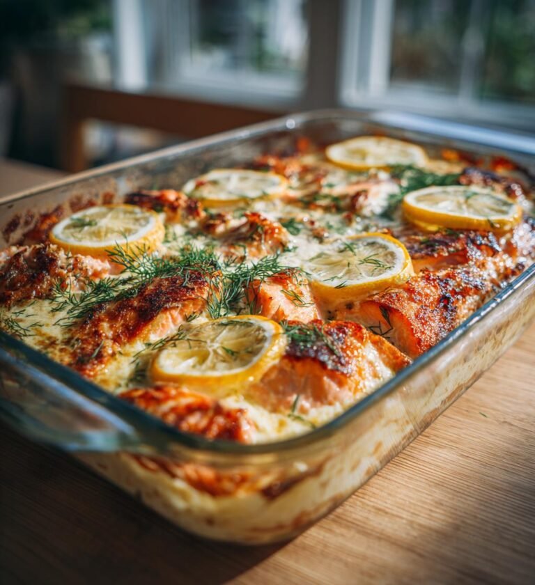 Ugnsbakad lax med citron och dillsås