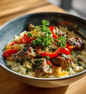 Kebabgryta med ris paprika och vitlök