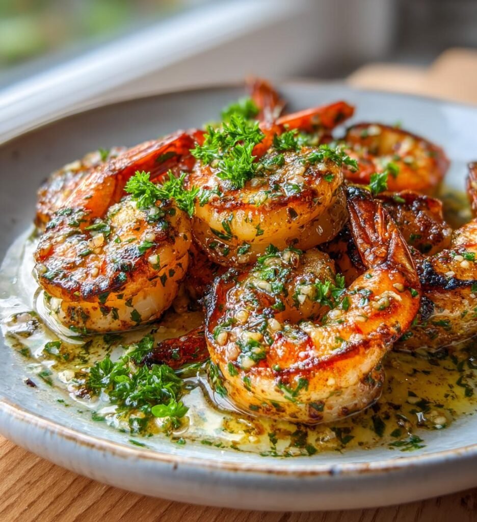 Grillade räkor med vitlök citron och örtsmör