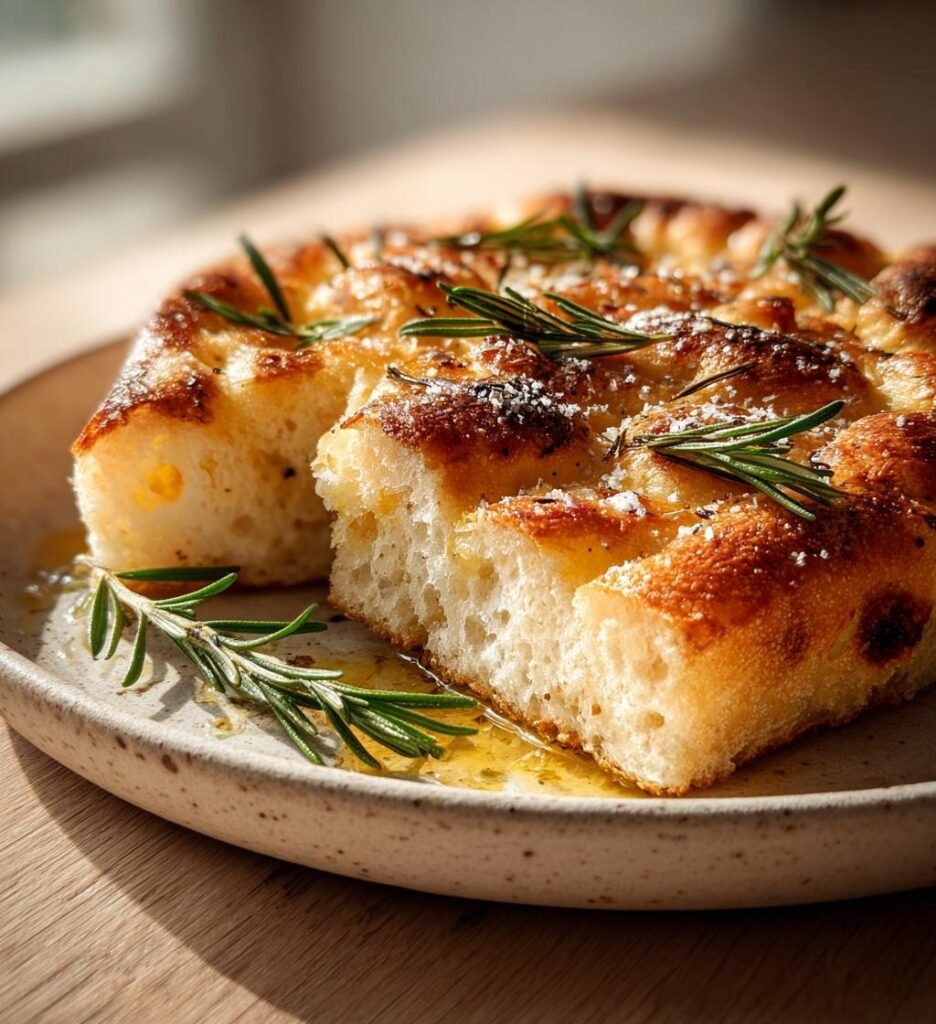 Focaccia med rosmarin och havssalt