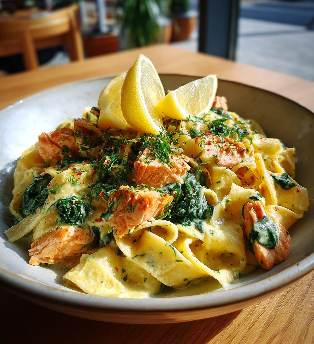 Tagliatelle med lax spenat och citron – Enkel och krämig middag - steg för steg