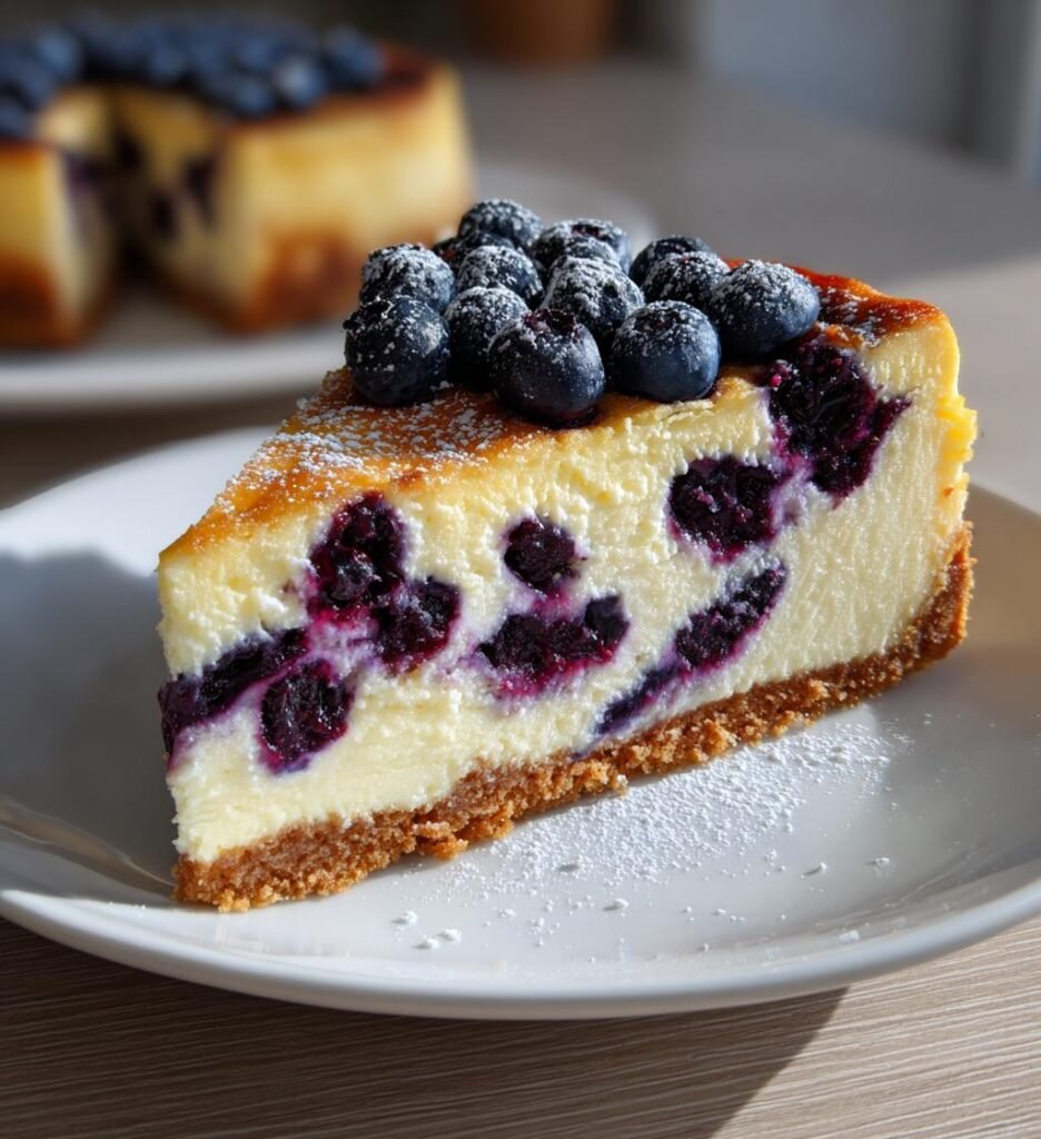 Ugnsbakad cheesecake med blåbärsswirl