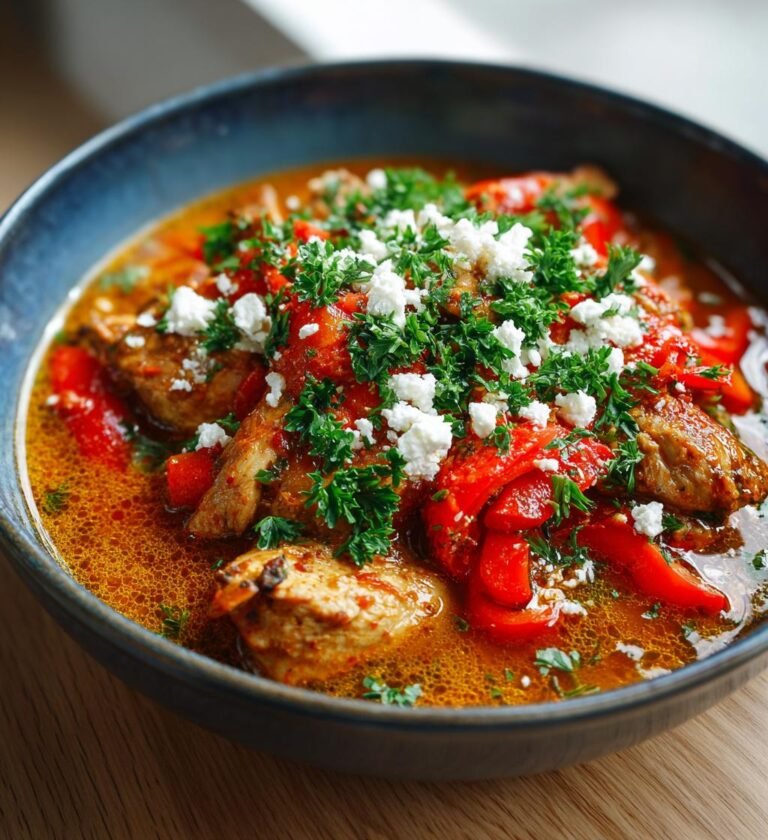Krämig kycklinggryta med ajvar och fetaost